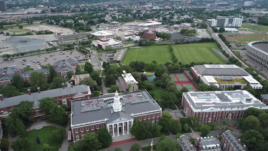 Aerial Boston video Harvard University Campus 4k