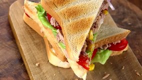 Fresh made Tuna Sandwich (not loopable; 4K)