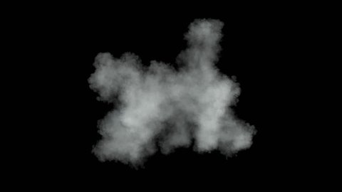Middle size smoke puff / dust puff. Smoke density - low. Separated on pure black background, contains alpha channel.