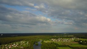 Riga lake Aerial drone top view 4K UHD video Latvia Brivdabas Muzejs