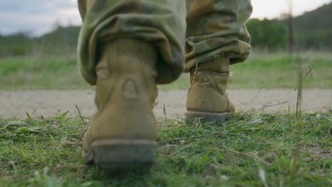 Soldiers' feet walking