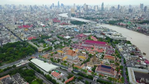 Aerial view from the drone on the Grand Royal Palace,Bangkok,Thailand