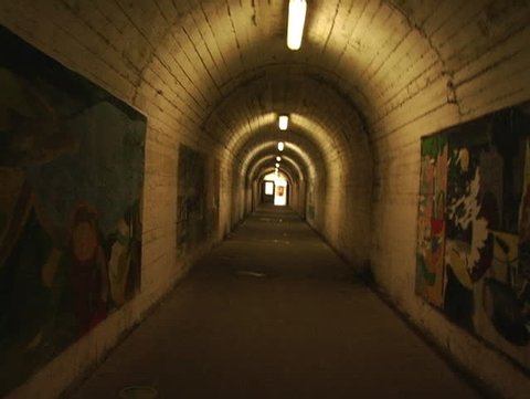 Walking shot in a tunnel in Italy that was used as a bomb shelter during WWII.