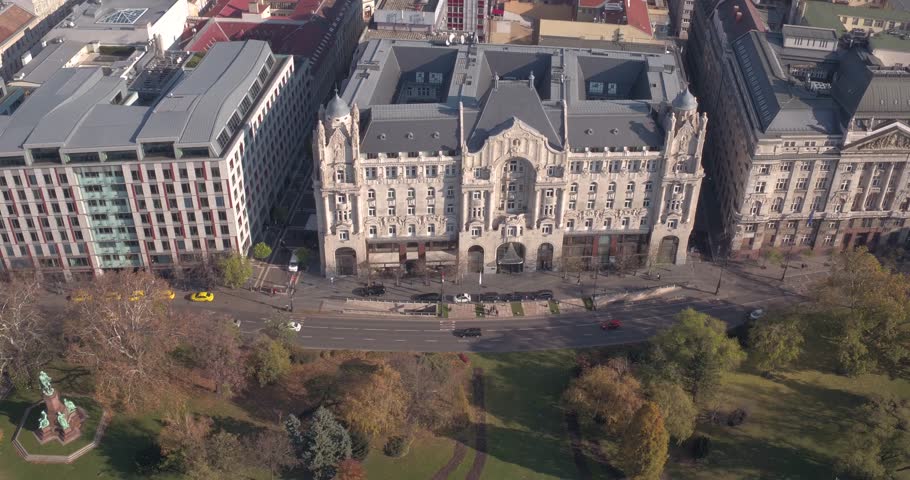 Aerial view of Budapest  - Gresham Palace - Palota 