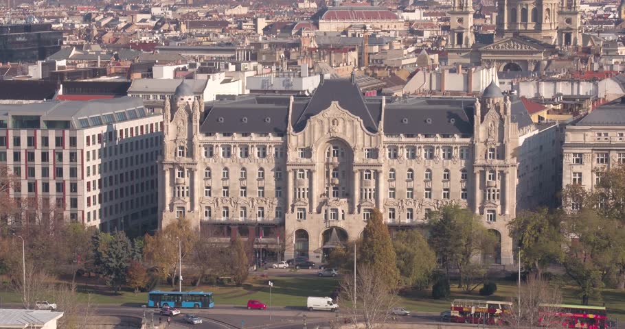 Aerial view of Budapest  - Gresham Palace - Palota 