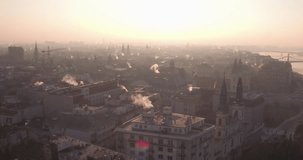Aerial view of Budapest - artistic video - buildings