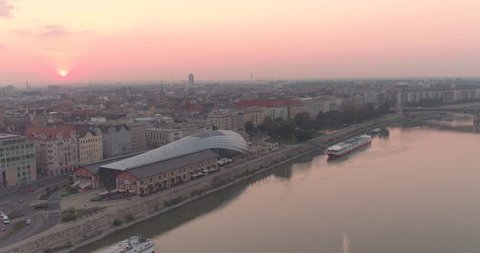Aerial view of Budapest - Grand total viewing of the City - Sunset