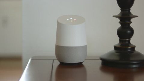 Smart Home Voice Controlled Gadget Responding To Command