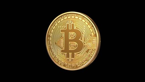 Rotating Bitcoin on a green background, seamless looping 3d animation. Full HD 1080
