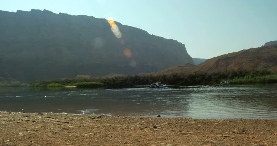 White water Rafters prepare to launch from Lee