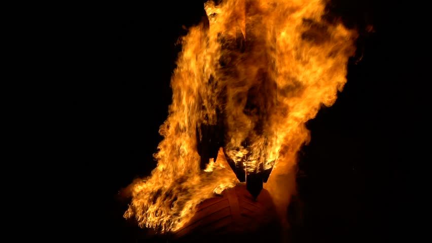 Saint Jean festival in french village. Flaming sculpture of horse. Alsace, France.