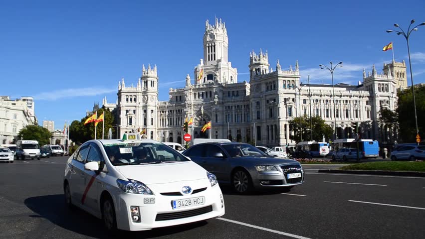 MADRID, SPAIN - CIRCA OCTOBER 2012: View of Cibeles Square and the Town Hall of