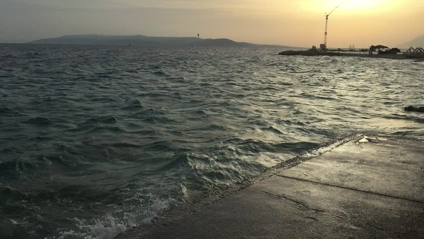 Beautiful sunset over the Adriatic Sea on Croatian coast.Enjoy natural beauty in popular exotic tourist destination.Tropical seaside view.Sunset landscape in Croatia.