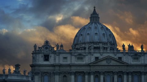 St. Peter's Basilica In Rome At Sunset

