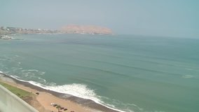 video footage of the coastline in the city of Lia, Peru with the pacific ocean
