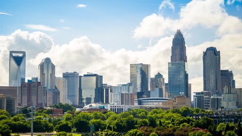 Charlotte Skyline Time Lapse Clouds 4k Stock Footage Video (100% ...