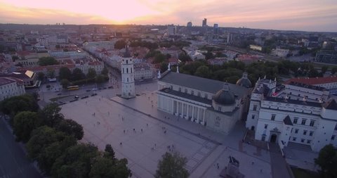 Vilnius Old Town With Cathedral Square and Bell Tower, Gediminas Castle and Palace of the Grand Dukes of Lithuania. The Most Popular Sightseeing Objects in Lithuania. Baroque Style Architecture. 