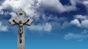 Crucifix with looping Cloud background