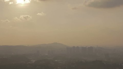 foggy sunset in Kuala lumpur