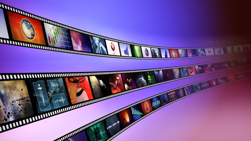 Loop-able animation of film reels with a blue background