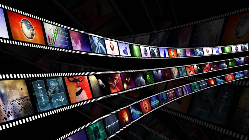Loop-able animation of film reels with a dark background