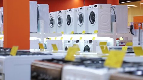 selling washing machines in home appliances store