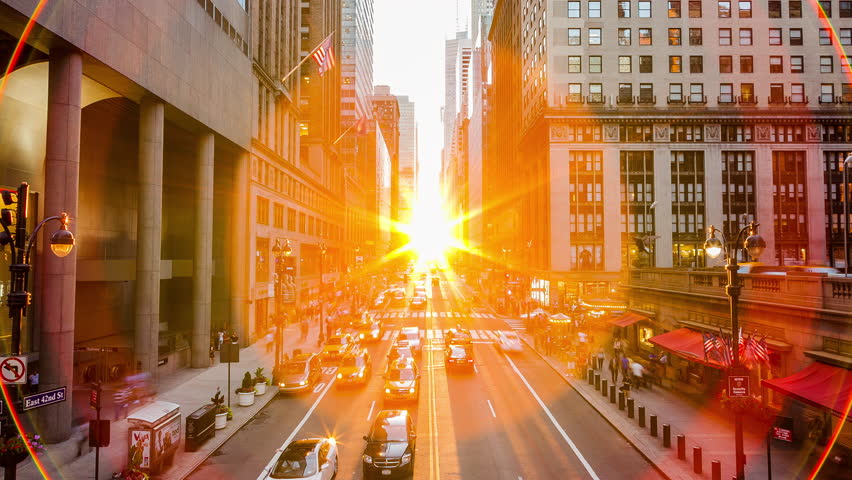 Manhattanhenge NYC Sunset Time Lapse Royalty-Free Stock Footage #29019949