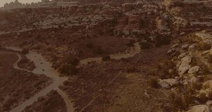 Full 4K aerial view of the Needles District in Canyonlands Utah, USA

