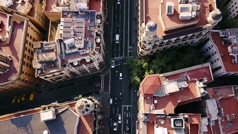 summer day barcelona cityscape aerial panorama 4k time lapse spain