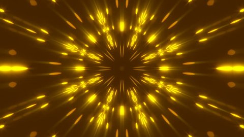 abstract background and flashing gold light, kaleidoscope, loop