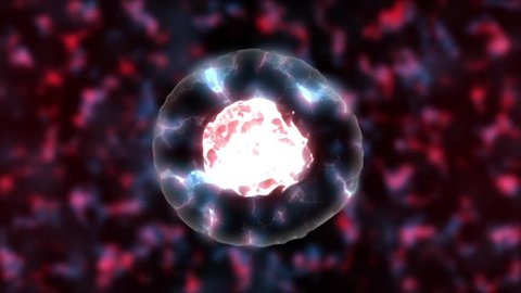 Cells Dividing red and blue tone. 
3D rendered Animation of the Mitosis and replication of a generic biological Cell. 
Cellular division under the microscope, generic cell dividing, stem cell divide.
Animation.