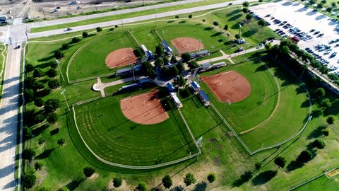 Baseball fields in a city park and sports complex.