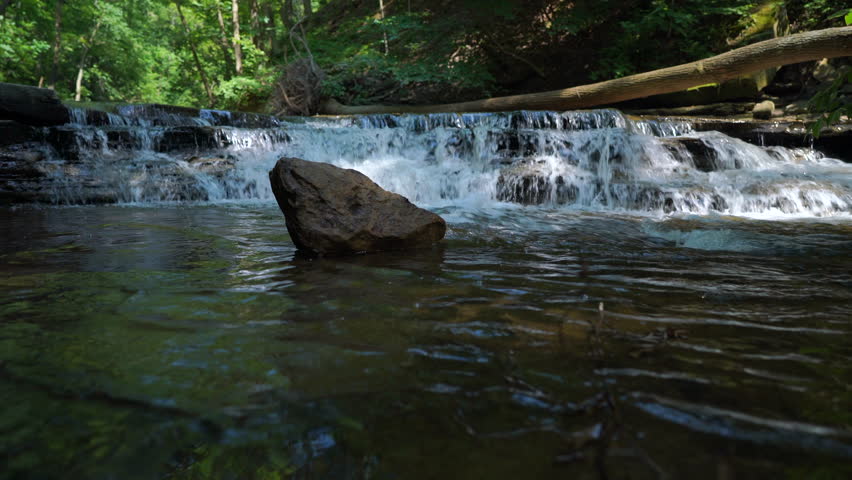 Beautiful crane shot by waterfall in Cuyahoga Valley National Park