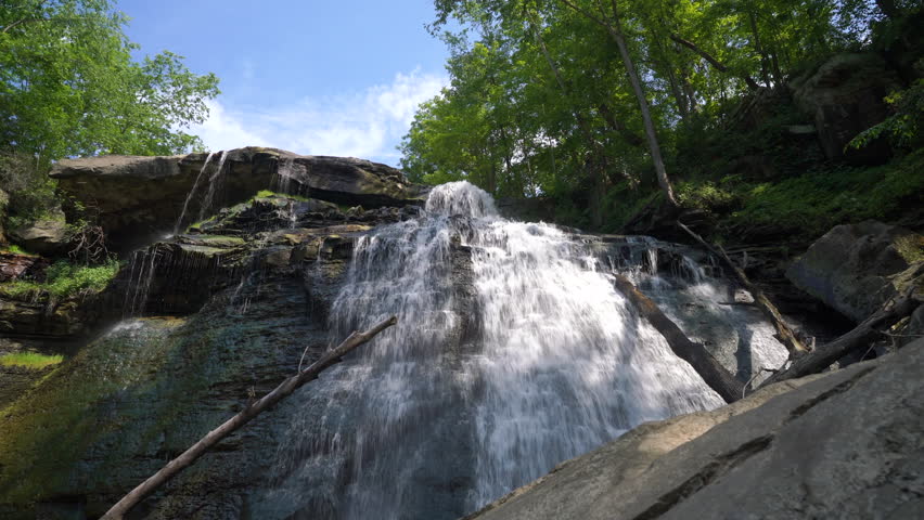 Brandywine Falls - Camera panning across beautiful waterfall scene