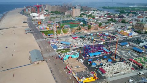 Drone footage Coney Island amusement park