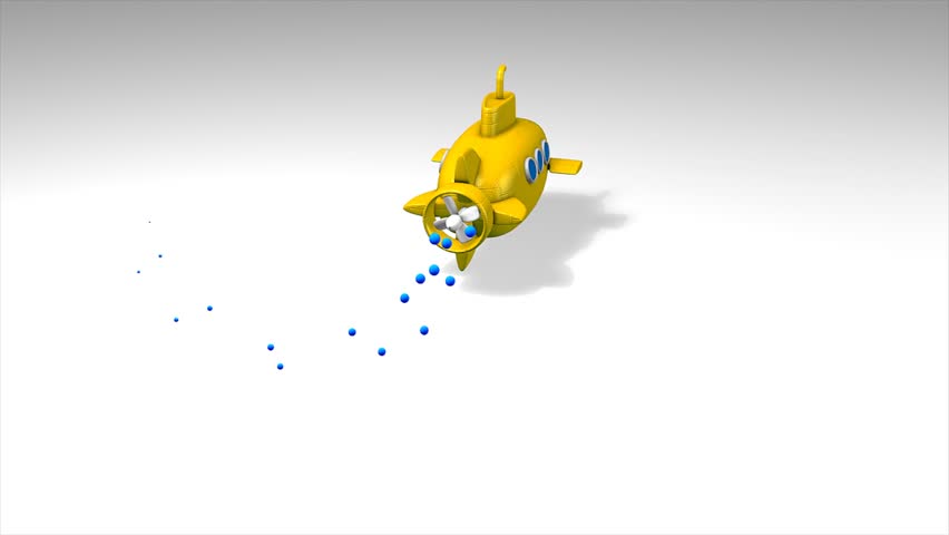 Fun animation, toy submarine.