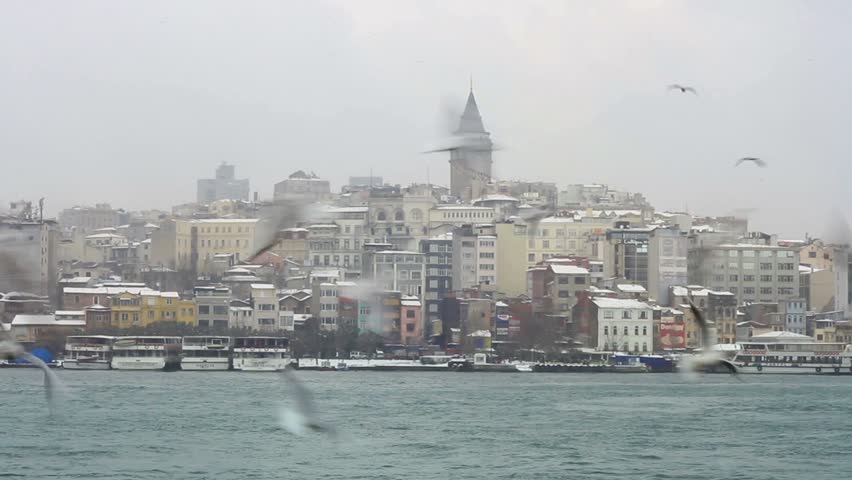 Istanbul during a heavy snow fall in winter
