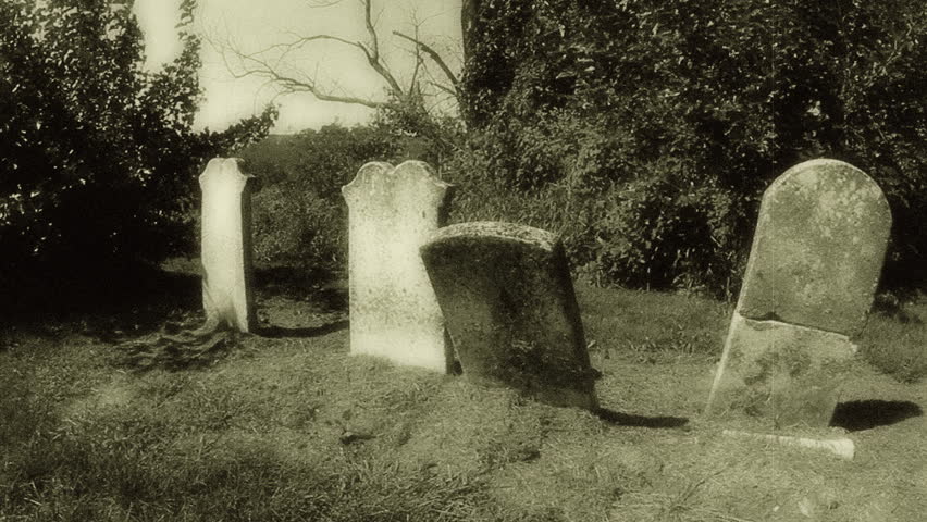 Retro Graveyard 2. Headstones in an old graveyard. HD shot edited in post for a