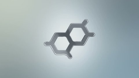3D Animation rotation of symbol of science, ufology, chemical, biology, physics and inventory for science from glass. Animation of seamless loop.