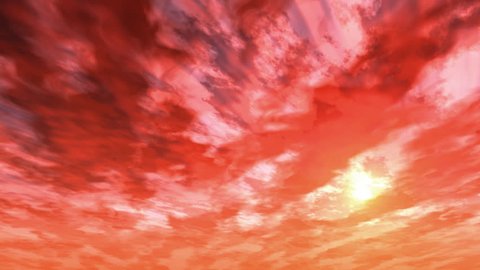 Fiery sunset sky animation