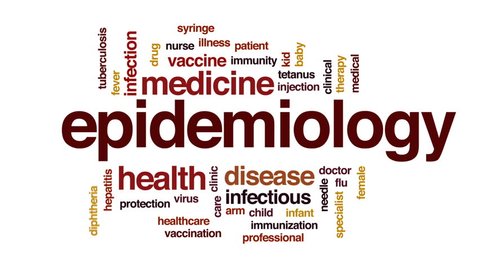 Epidemiology animated word cloud, text design animation.