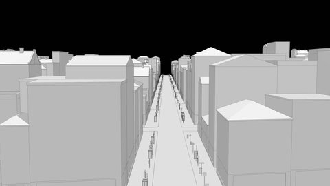 Wireframe city build 3D render