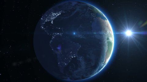Beautiful Earth rotation 360 degrees with the Sun. Looped animation. HD 1080. स्टॉक व्हिडिओ