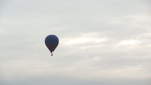 Colorful hot air balloon in the sky aerial view