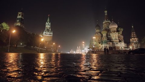 Night Red Square Kremlin  St. Basil's Cathedral slider