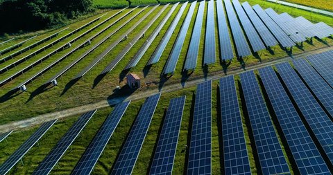 Solar Panel Farm Seen Above Filmed Stock Footage Video (100% Royalty 