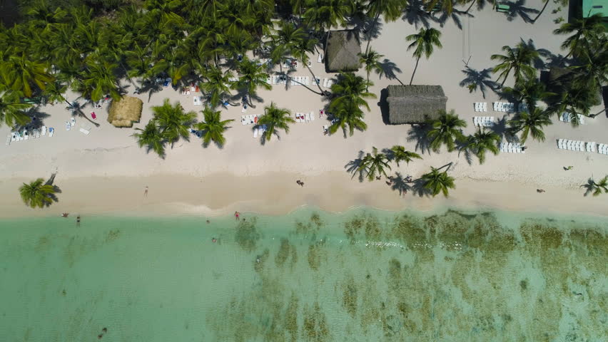 Aerial view tropical island beach Punta Cana, Dominican Republic 