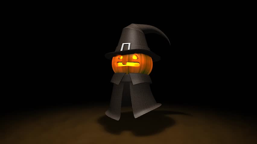 Halloween pumpkin animation, alpha matte included.
