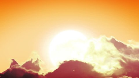Beautiful Big Sun and Flying Clouds. Time Lapse. Looped animation. HD 1080.