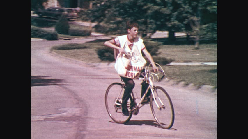 1970s: Paper Boy On Bike : vidéo de stock (100 % libre de droit ...
